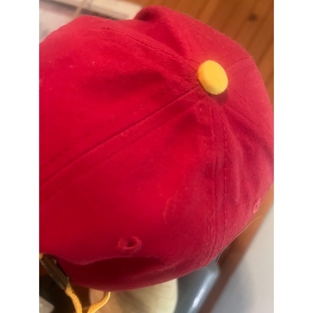 Pioneer A DuPont Company Red Cotton Adjustable Baseball Cap Hat Yellow Trim Logo - Picture 6 of 9